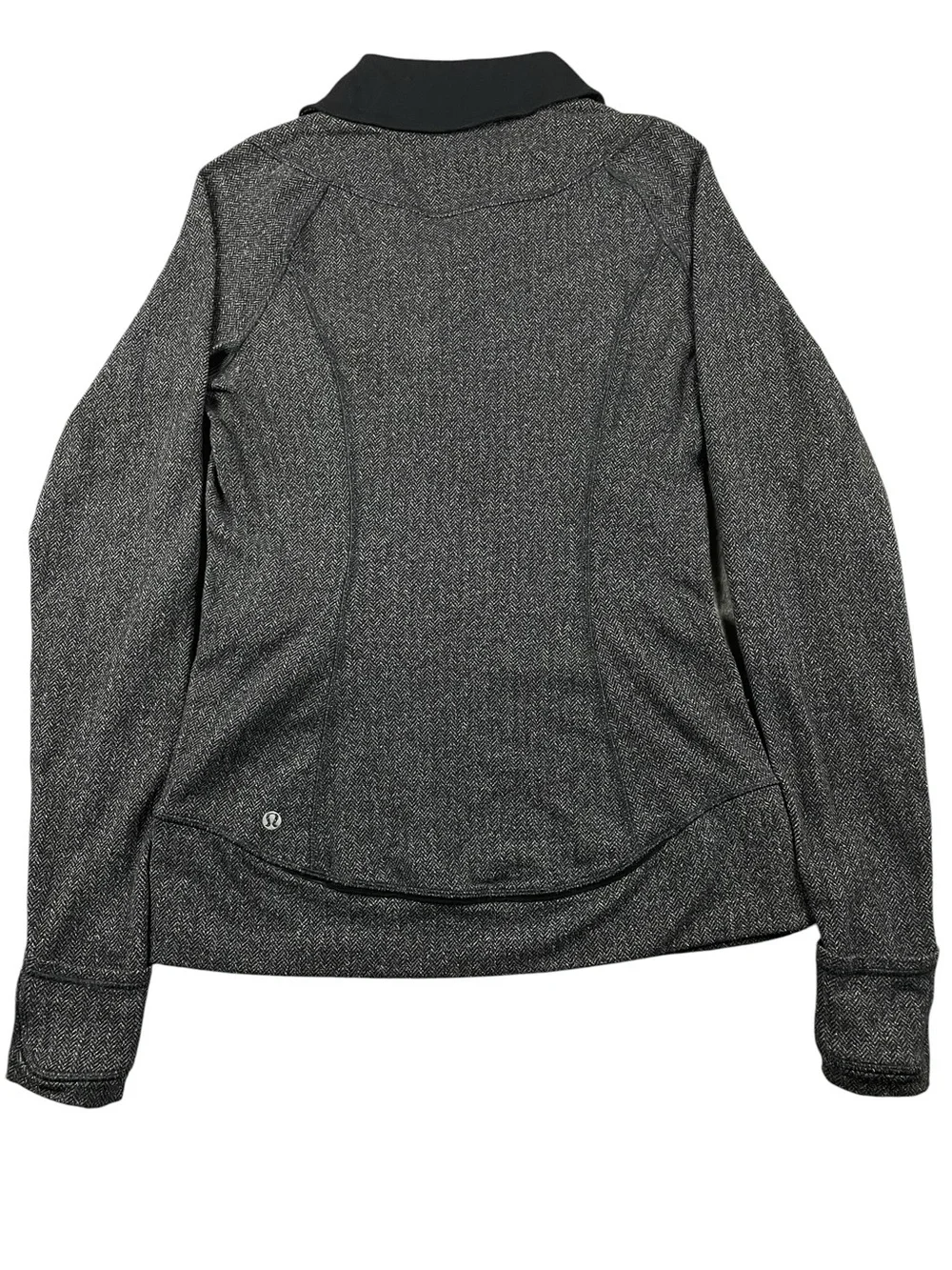 Lululemon Think Fast Pullover Heathered Herringbone Black Athletic Outdoors Sz 6
